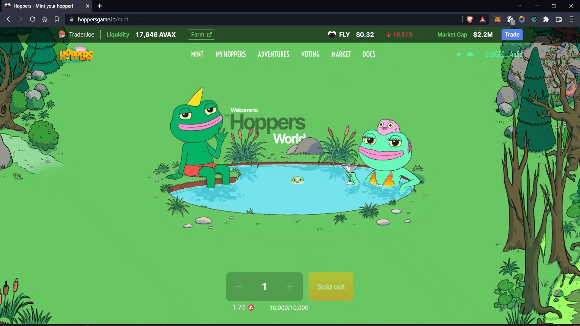 Hoppers Game NFT Game Hoppers Game ist ein Idle-Spiel, bei dem Spieler ihre Hopper NFTs in verschiedenen Abenteuern einsetzen, um $FLY zu verdienen.