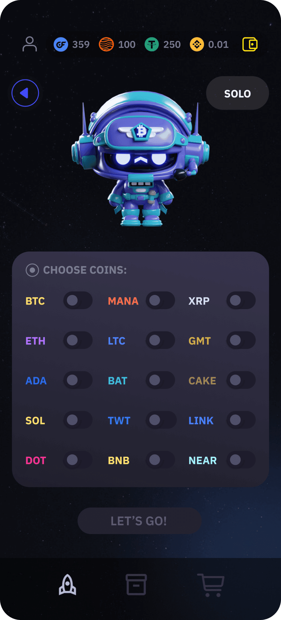 Cosmic FOMO ist eine App, mit der Sie den Krypto-Handel spielerisch erlernen und Geld verdienen können, ohne Ihr tatsächliches Vermögen zu riskieren.