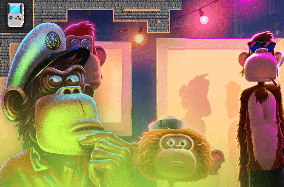 Der Kunststil von Dookey Dash ist von den beliebten Bored Ape NFTs inspiriert und erweckt diese einzigartigen digitalen Affen beim Erobern von Levels zum Leben